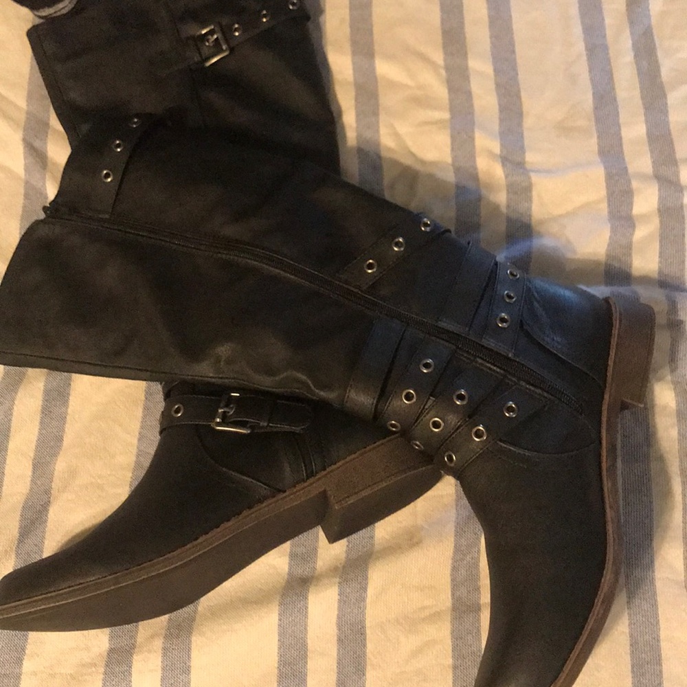 Wide calf zip up boots